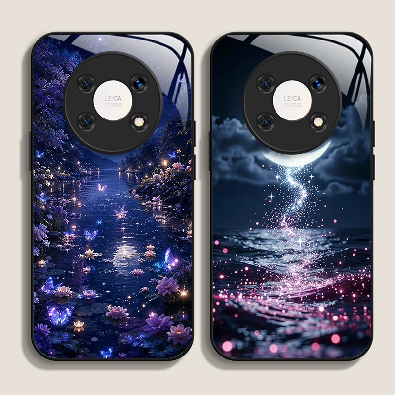 Huawei Nova 12 - Casing Ponsel Kaca Tempered Motif Pemandangan