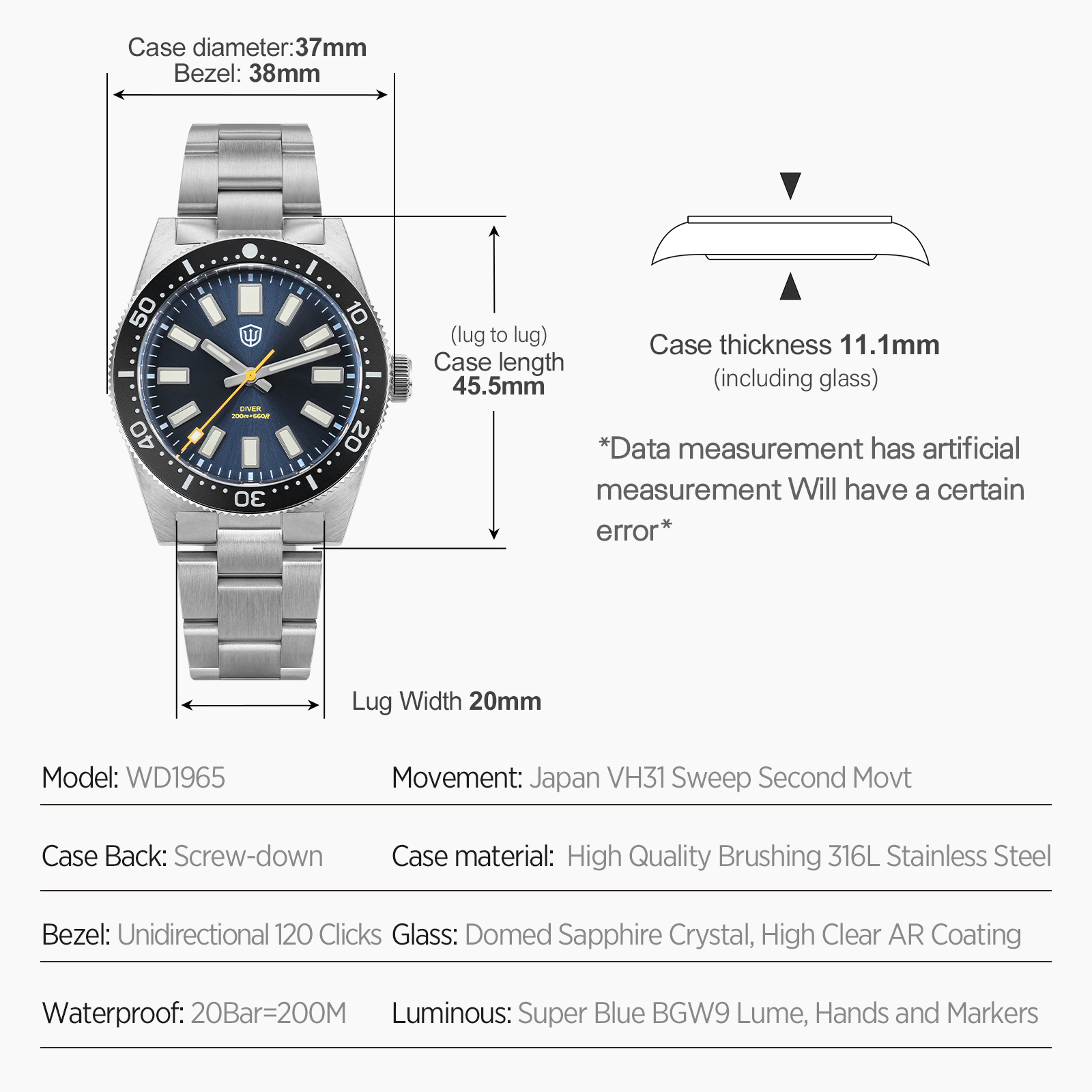 Jam Tangan Pria Watchdives 37M - Accessories With Watch ulasan dan harga