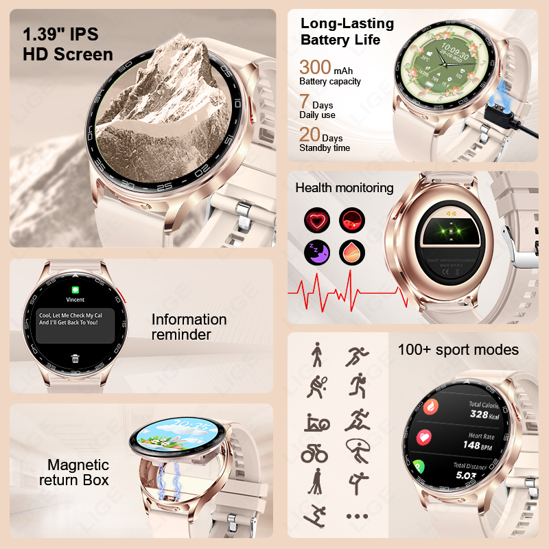 LIGE 2 In 1 TWS Headset Jam Ta - Smartwatch Headset ulasan dan harga