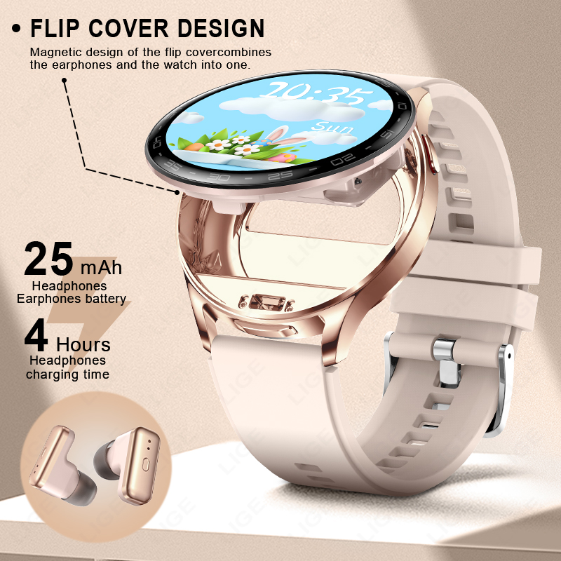 LIGE 2 In 1 TWS Headset Jam Ta - Smartwatch Headset ulasan dan harga