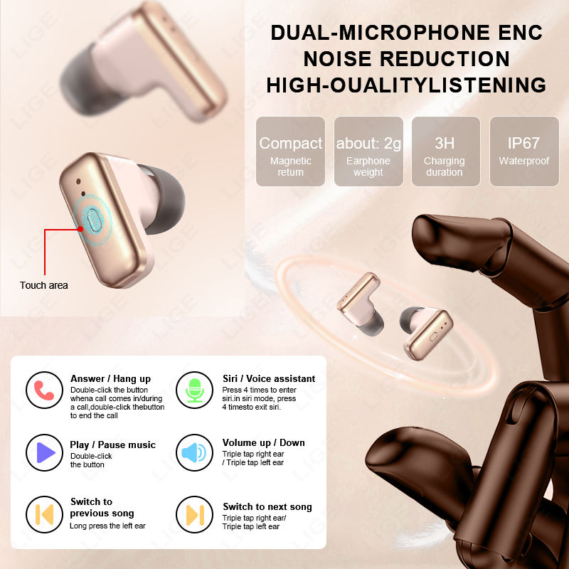 LIGE 2 In 1 TWS Headset Jam Ta - Smartwatch Headset ulasan dan harga