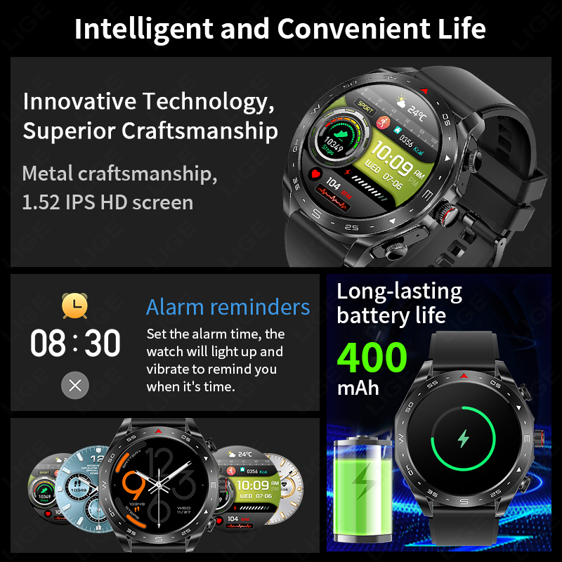 LIGE jam tangan pintar Bluetoo - Smartwatch Headset ulasan dan harga