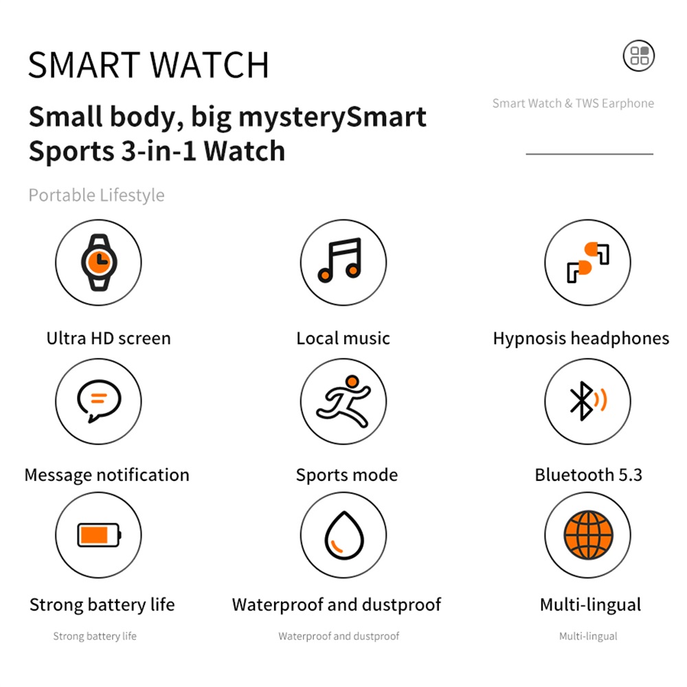 TWS Headset Bluetooth Pemutar  - Smartwatch Headset ulasan dan harga
